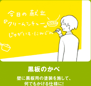 黒板のかべ／壁に黒板用の塗装を施して、何でもかける仕様に！